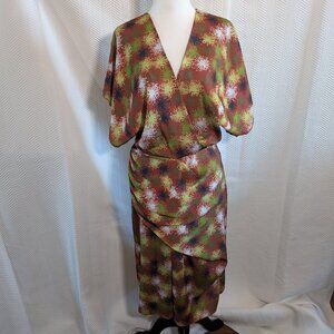 Costello Tagliapietra Designer Wrap Dress Draped Satin Exposed Zipper Size 10